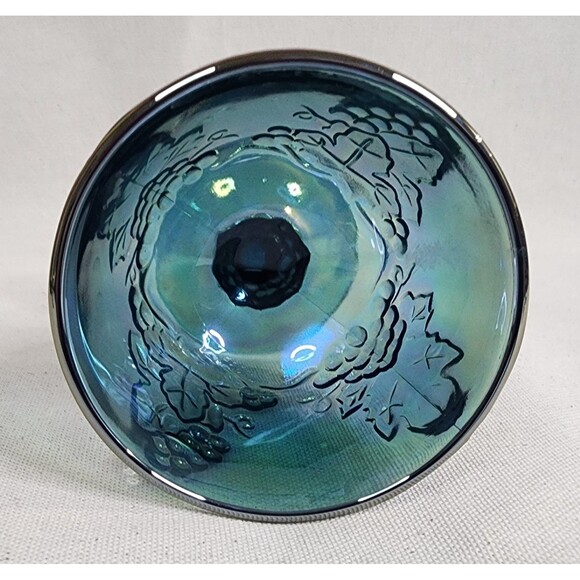 Vintage Indiana Glass Harvest Grape Blue Carnival Glass Creamer & Sugar Set - Picture 13 of 16